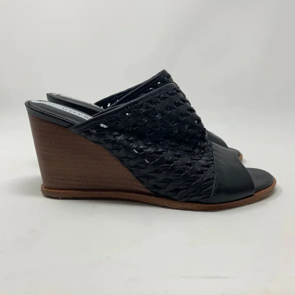 Matt Bernson Pia‎ Woven Leather Wedges in Black
